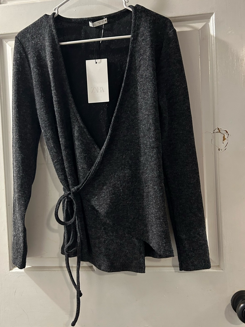 Zara Charcoal Wrap Tie Cardigan